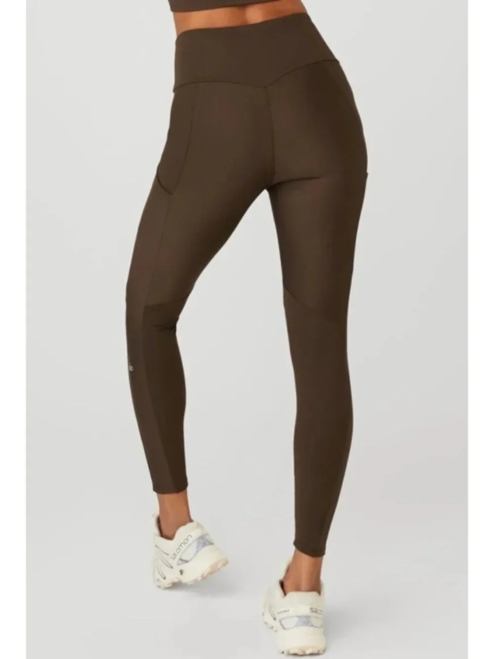 Alo Ribbed Airlift High-Waist 7/8 Enchanted Leggings Espresso Hi-Rise Waisted S